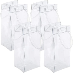 4PCS Transportable Foldable Champagne Ice Bag Beer Cooler Clear White PVC Wine Chiller Ice Bag for Cold Drink at Outdoor Event