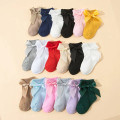 8 Pairs Random Kids Girls Socks with Bow Breathable Short Socks