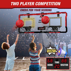 Basketball Hoop Double Children Home Exercise Scoring Funny Game Kids Basketball Hoop Set Wall Frame Stand Hanging Backboard