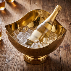 Champagne Bowl Irregular Wine Chiller Bowl Wine Cooler Container Decorative Metal Basket Stylish for Hosts, Parties