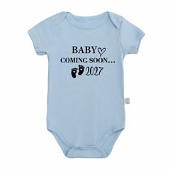 Baby Coming Soon 2027 Baby Bodysuit Pregnancy Announcement Onesie Short Sleeve Cotton Newborn Outfit Baby Reveal Photo Prop