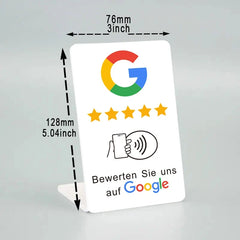 German Review Us On Google Tap Card NFC Ready To Be Activated Instantly Boost Business Reviews Google Review Tap NFC Card Tag