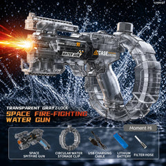 Electric Water Gun Automatic Water Blaster with LED Lights High Pressure Long Range Summer Beach Pool Outdoor Toy for Kids Adult