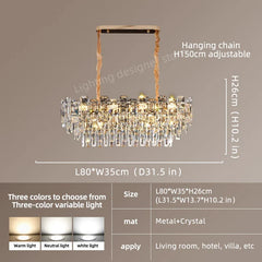 Loft Pendant Lighting Crystal Chandelier Ceiling for Dining Room Modern Led Ceiling Hanging Lamp for Living Room Villa