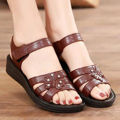 New Women's Summer Open Toe Hollow Flat Sole Sandal Soft Sole Non Slip