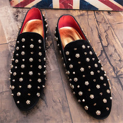 Trendy New Wedding Dress Rock Punk Rivet Suede Leather Shoes For Men Driving Loafers Prom Homecoming Party Footwear Zapatos