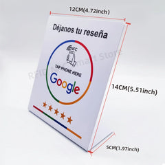 13.56Mhz Programmable Google Review Card NFC Station Table NFC Google Reviews Display Card Standing Déjanos Tu Reseña