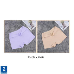 2Pcs Women Ice Silk Boxer Panties Cotton Crotch Antibacterial Underpants Sexy Seamless Safety Pants Thin Fast Dry Underwear