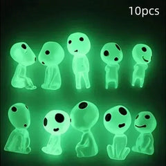 10Pcs Luminous Elves Mini Figures Fish Tank Decor Kodama Glow in the Dark Figures Garden Micro Flower Potted Landscape Ornament