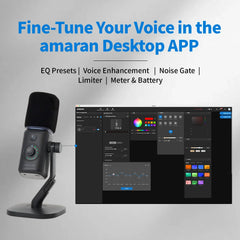amaran Mic Wireless Desktop Microphone AI Noise Reduction 30mm Capsule 50m Range 60 Hours Battery for Podcasts Livestreams