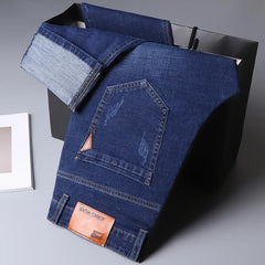   2025 Men NEW Men's Fashion Business Jeans Classic Style Casual Stretch Slim Jean Pants Male Brand Denim Trousers Black Blue Me