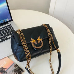 New Women's Winter Chain Bag, Trendy Fashion Crossbody Bag, Rhombus Lightweight Luxury Underarm Bag