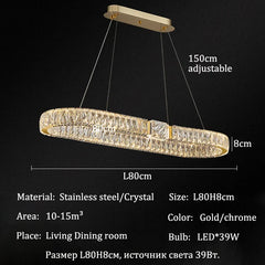 Luxury LED Crystal Ceiling Chandeliers Modern Gold/Chrome Metal Pendant Lights Home Restaurant Hotel Decor Lighting Fixtures
