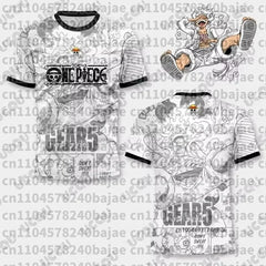 Hot Anime One Piece Luffy Gear5 Man Football Jersey Summer T-shirt men Vintage Fashion Sport Women pulovers kids' tops t-shirt