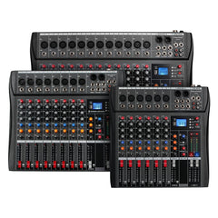 Audio Mixer 6/8/12 Channels Professional DJ Mixer LR Microphone/line