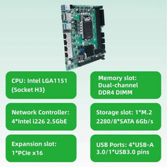 Topton C246 NAS ITX Motherboard 8*SATA3.0 4*I226 2.5G 2*M.2 NVME 2*DDR4 PCIE 16X NAS Board LGA1151 Support 8th/9th Core Xeon CPU