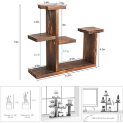 5-Tier Wooden Succulent Plant Stand for Home and Office, Compact Decorative Pot Rack for Living Room or Windowsill