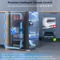 Compact 26-Bottle Wine Cooler & 130-Can Beverage Fridge with 40-61°F Temperature Control, Black