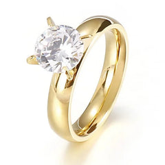 Minimalist Women's Wedding Rings with 4MM Cubic Zirconia Simple Elegant Female Finger Accessory Engagement Bands Jewelry