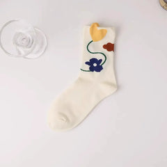 New Women Socks Korean Style Flower Trend Casual Cotton Socks Girls Frilly Ruffle Cute Sweet Breathable Kawaii Crew Socks Girls