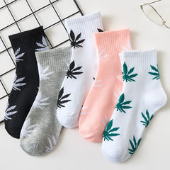 5 Pairs Women Fruit Print Socks Set Cute Casual Korean Fashion Kawaii Japanese Style Pumpkin Strawberry Banana Peach Avocado Sox