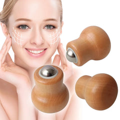 Facial Roller Mini Massager Handheld Wooden Acupressure Tool for Face Neck Shoulder Muscle Relaxation Skin Care Stress Relief