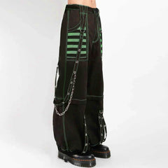 Women Fall Winter Cargo Jeans Striped Zipper Button Closure Loose Casual Trousers Streetwear with Pockets