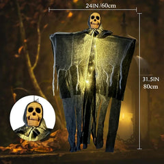 1pcs Halloween Glowing Skull Skeleton Gauze Hanging Ghost Home Outdoor Garden Decoration Halloween Party Horror Ghost Props 2026