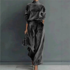 Autumn Winter Fashion High Collar Gold Velvet Long Sleeve Women's Suit