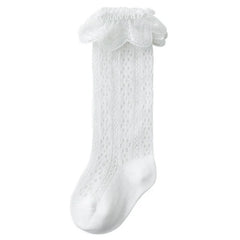 Baby Lace Princess Knee High Socks Kids Girls Boys Long Sock Cotton Mesh Breathable Children Hollow Out Socken for 0-3 Years Old