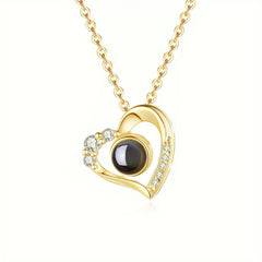 Love Heart Necklace 100 Languages I Love You Projection Pendant Jewelry For Mom Girlfriend Birthday Christmas Romantic Gifts