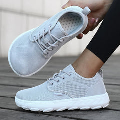 Men's and Women's Barefoot Shoes Wide Version Simple Platform Walking Sneaker Lace Up Outdoor Lightweight Casual Running Shoes