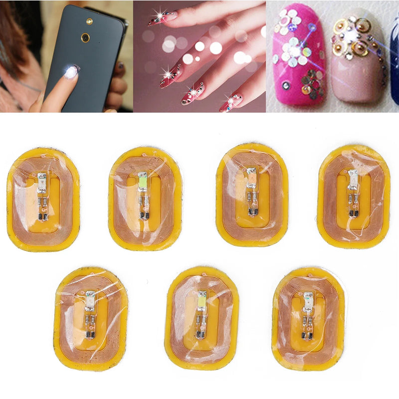 7pcs NFC Lighting Nail Art Stickers Different Colors Self Adhesive Intelligent Nail Stickers NFC Nail Sticker NFC Nail Art Tips