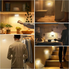 LED Night Light with Motion Sensor Cabinet Lamp Wireless Bedside Nightlight Battery Power For Bedroom Closet Stairs Lighting