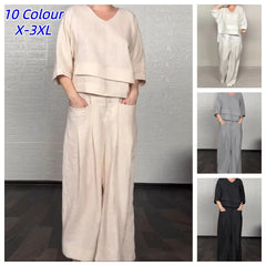 Casual Loose Irregular Cotton Linen Women's Top Set Spring Summer New