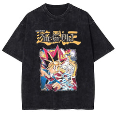 Yu Gi Oh Anime Print T-shirt Yugi Muto Manga Graphic T Shirt Men Women Clothing Summer Short Sleeve Tees Washed Cotton Tshirt