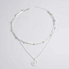 925 Sterling Silver Three-Layer Round Necklace Simple Snake Chain