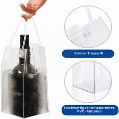 1/2/4PCS ICE Bags PVC Transparent Cooler Clear Pouch Ice Bucket Wine Champagne Bottle Chiller With Carry Handle Drink Bottle