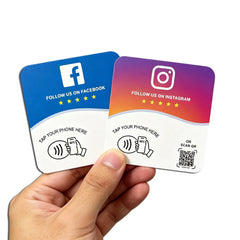 NTAG215 Programmable NFC Standing Card Editable 13.56MHz QR Code Google Review Square Table Display Card for Business