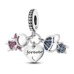 Charms Bead 925 Sterling Silver Pink Butterfly Luminous Firefly Dangle