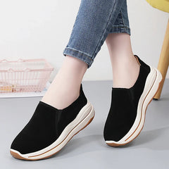 Women's Spring & Autumn Flat Shoes Ladies Thick Bottom Wedge Loafers Slip-On Casual Moccasins Creepers