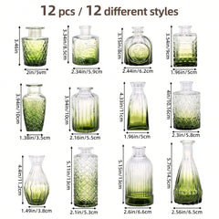 12 Pack Glass Bud Vase Set, Small Vintage Flower Vases for