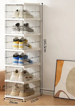 Dustproof 1/3/6 Layers Foldable Shoes Box Stackable Transparent Thickened Plastic Bins Sneaker Shoe Organizer Cabinet Organizers