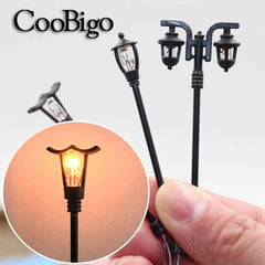 10pcs Micro Street Lamp Road Streetlight Mini Lamppost Light LED Lighting Miniature Model DIY Craft Garden Landscape  Decoration