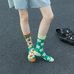 1 Pair Man Women Sock Original AB Tide Socks Colorful Cat Dog Koala Cow Cotton Socks Four Seasons Unisex Socks for Birthday Gift