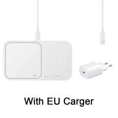 Wireless Charger Duo with Travel Adapter 15W,For Samsung Galaxy S23/S21/S10/S9/S8/Note20+/Smart Watch3-7 Airpods3 Qi EP-P5400