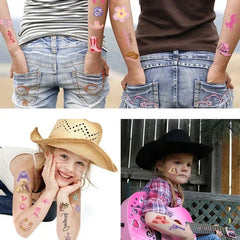 10 Sheets Western Cowgirl Theme Temporary Tattoos Cowboy Boot Hat Body Face Sticker Birthday Bachelorette Wedding Party Decor