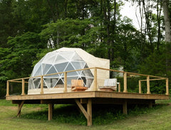 Luxury Geodesic Dome Glamping Tent, Waterproof Outdoor Round Shelter with Private Bathroom for Resort Holiday Accommodation