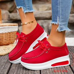 Basic Color Platform Loafers for Women Spring Light Thick Sole Wedge