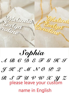 Custom Different Font Name Pendant Necklace for Woman Girls Stainless Steel Nameplate Personalized Choker Necklaces Jewelry Gift